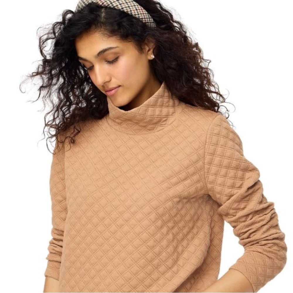 Women’s J.CREW Tan Quilted Long Sleeve Top Size S